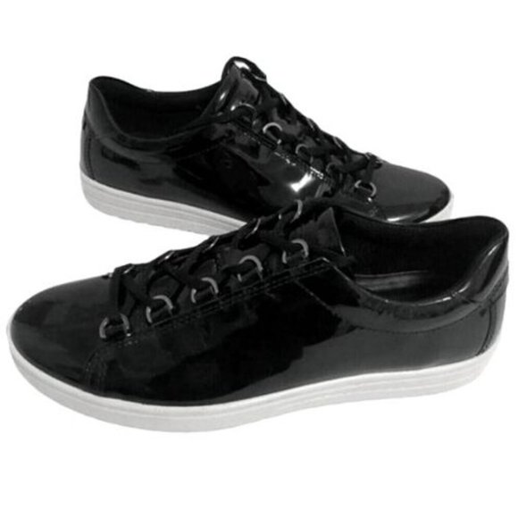 ecco black patent sneakers